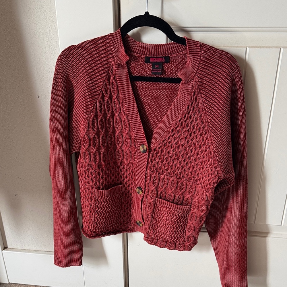 Rock&Roll Women's Red Knit Cardigan Sweater